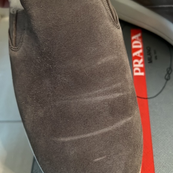 Prada suede shearling slipon sneakers - Picture 3 of 9